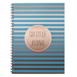 Caderno Espiral Aqua Dourada Bronze Stripes Ombre Gratidão