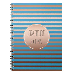 Caderno Espiral Aqua Dourada Bronze Stripes Ombre Gratidão