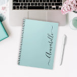 Caderno Espiral Aqua Mint Green - Nome Personalizado<br><div class="desc">Notebook de nome personalizado com verde-menta aqua. Entre em contato comigo para obter ajuda com a personalização,  se necessário.</div>