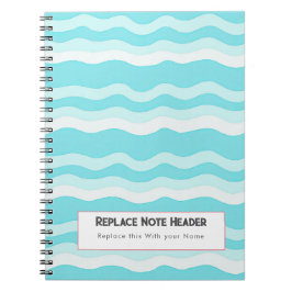 Caderno Espiral Aqua Personalizado e Branco com Padrão de Ondas