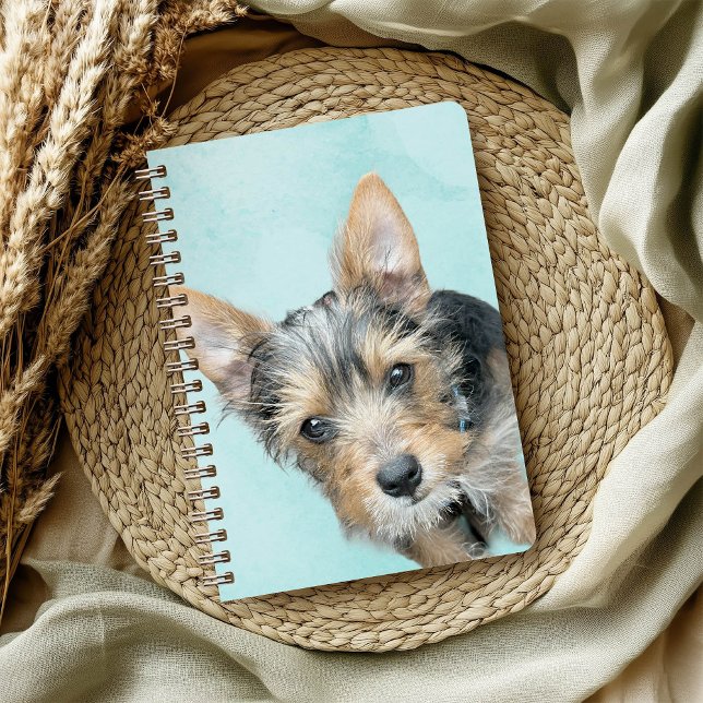 Caderno Espiral Aqua Watercolor Pet Photo (Criador carregado)