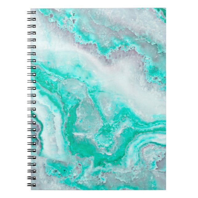 Caderno Espiral Aqua White Gemstone Agate Mineral Quartz (Frente)