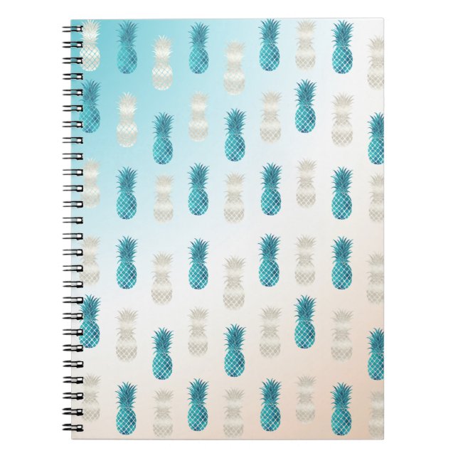 Caderno Espiral Aqua WhiteTropical Glam Ananás (Frente)