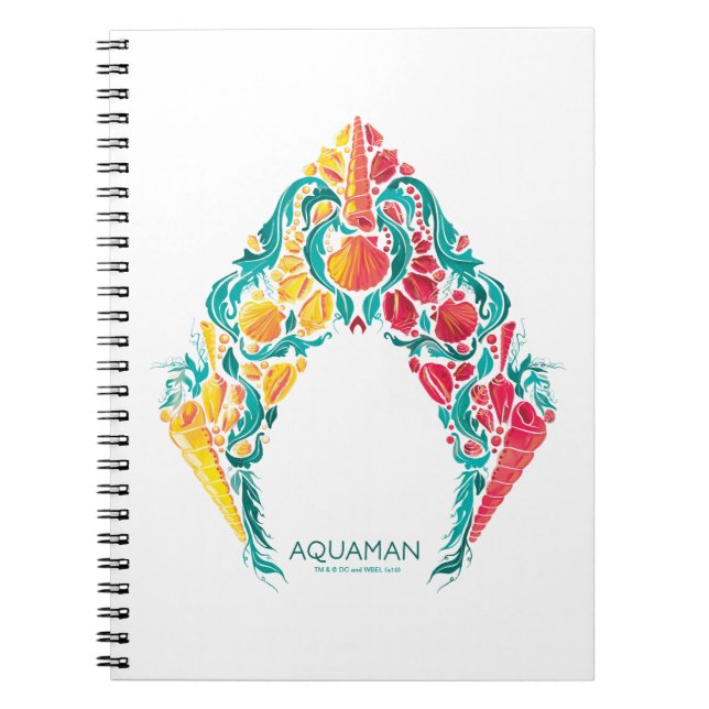 Caderno Espiral Aquaman | Aquaman & Mera Themed Seashell Logo (Frente)