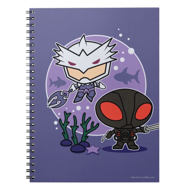 Caderno Espiral Aquaman | Chibi Orm & Black Manta Undersea Graphic (Frente)
