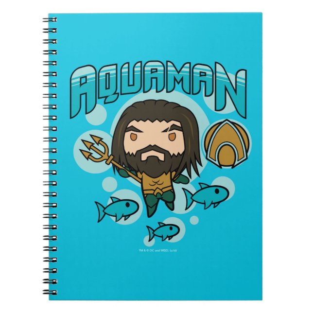Caderno Espiral Aquaman | Gráfico submarino de Chibi Aquaman (Frente)