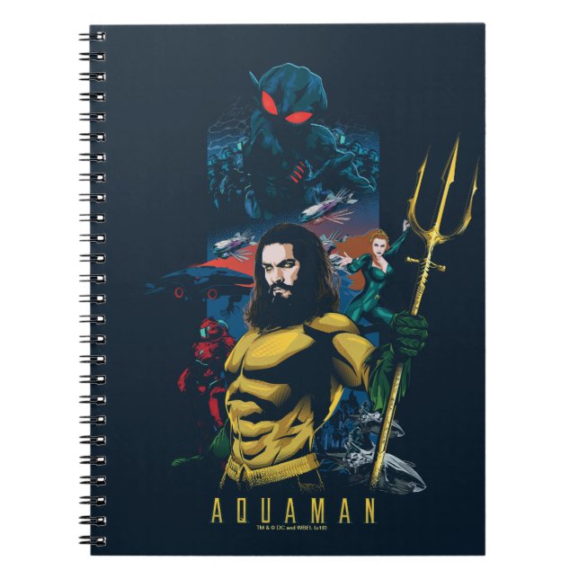 Caderno Espiral Aquaman | Orin, Mera e Black Manta Graphic (Frente)