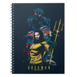 Caderno Espiral Aquaman   Orin, Mera, e gráfico preto do Manta