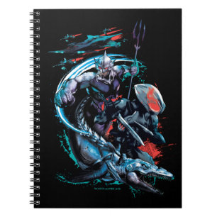 Caderno Espiral Aquaman   Orm, Manta preto, Tylosaur, & navios
