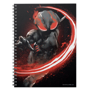 Caderno Espiral Aquaman   Preto Manta Vermelho Swipe Gráfico