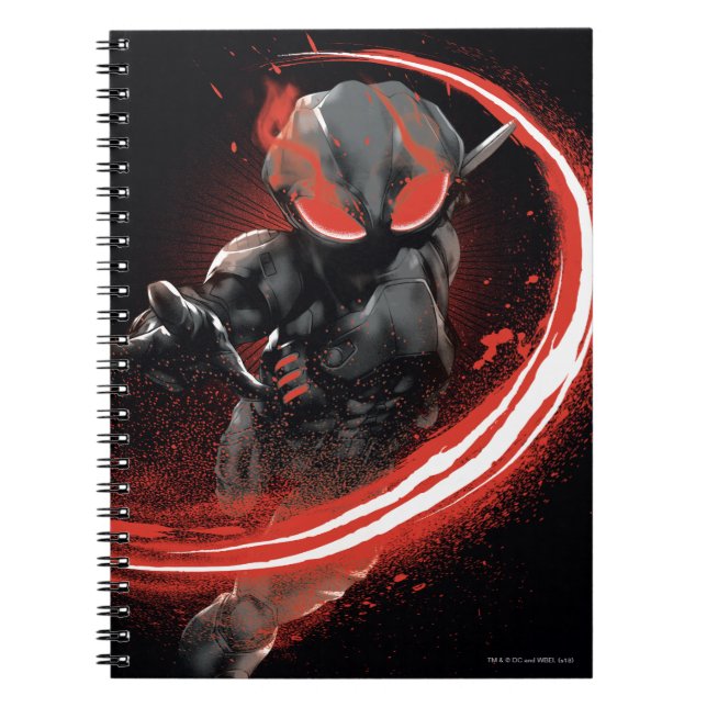 Caderno Espiral Aquaman | Preto Manta Vermelho Swipe Gráfico (Frente)