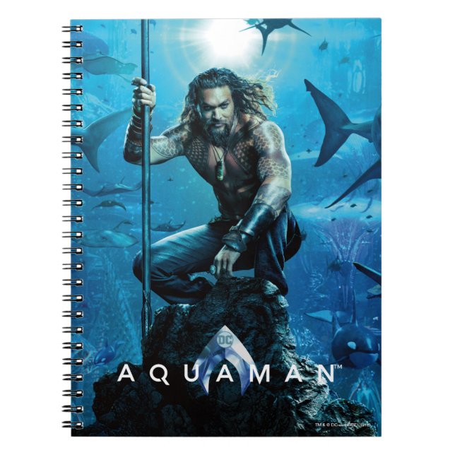 Caderno Espiral Aquaman | Prince Orin Com Animais Aquáticos (Frente)