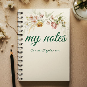 Caderno Espiral Aquarela 1600s Floral Guirlanda Flores Espiral