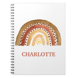 Caderno Espiral Aquarela Boho Pastel Fofo Menina Criança Arco-íris