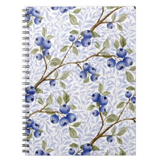 Caderno Espiral Aquarela Botânica Mirtilo Azul em Verde Branco