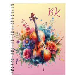 Caderno Espiral Aquarela Cello e Flores Personalizadas