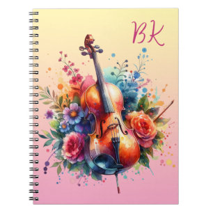 Caderno Espiral Aquarela Cello e Flores Personalizadas