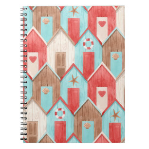 Caderno Espiral Aquarela da casa de praia: padrão retrô.