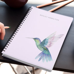 Caderno Espiral Aquarela de Beija-flor Personalizada