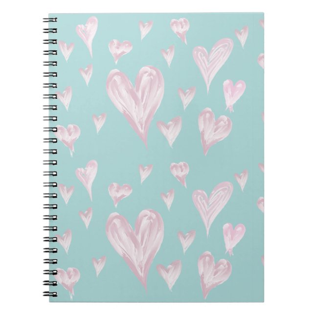 Caderno Espiral Aquarela de corações (Frente)