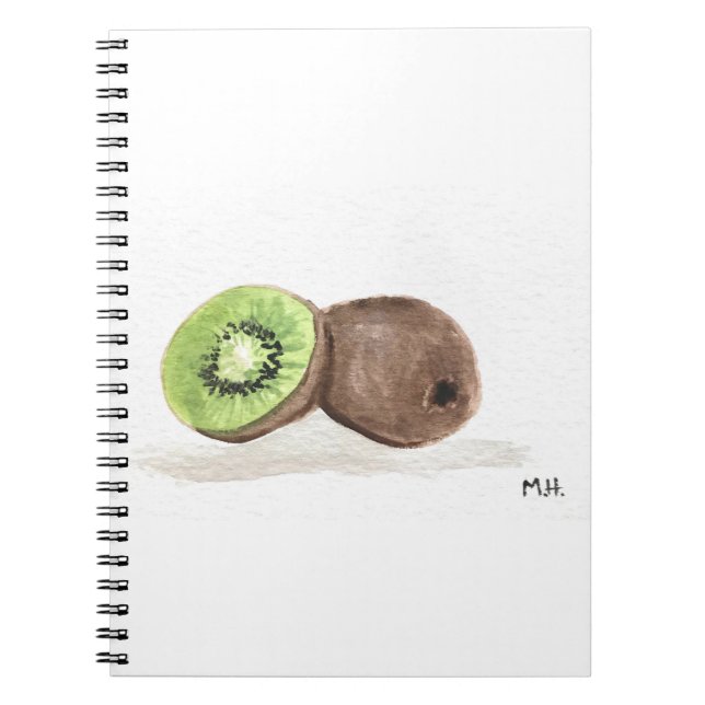 Caderno Espiral Aquarela de fruta Kiwi (Frente)