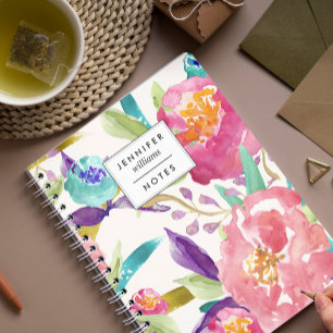 Caderno Espiral Aquarela de Jardim Personalizada