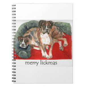 Caderno Espiral aquarela de nossos Boxers "Lickmas Felizes"