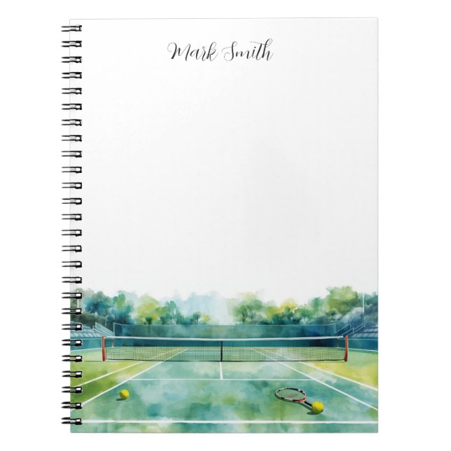 Caderno Espiral Aquarela de quadra de tênis (Frente)