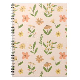 Caderno Espiral Aquarela Desenhada à Mão Colorida Botânica Sem Cos