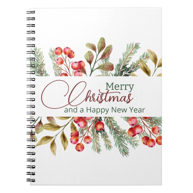 Caderno Espiral Aquarela Elegante de Natal (Frente)