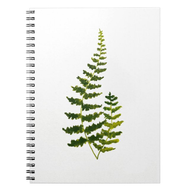Caderno Espiral Aquarela Fern Botânica Greenery Rustic Elegante (Frente)