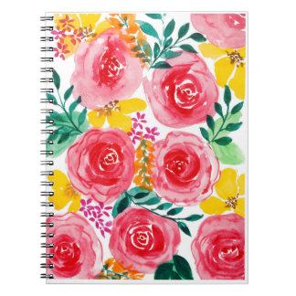 Caderno Espiral Aquarela floral