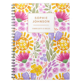 Caderno Espiral Aquarela Floral Bonito Colorido Personalizado