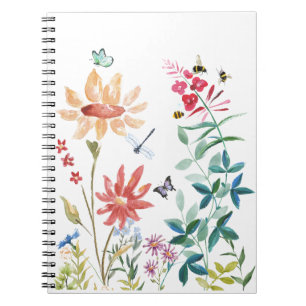 Caderno Espiral Aquarela Flores