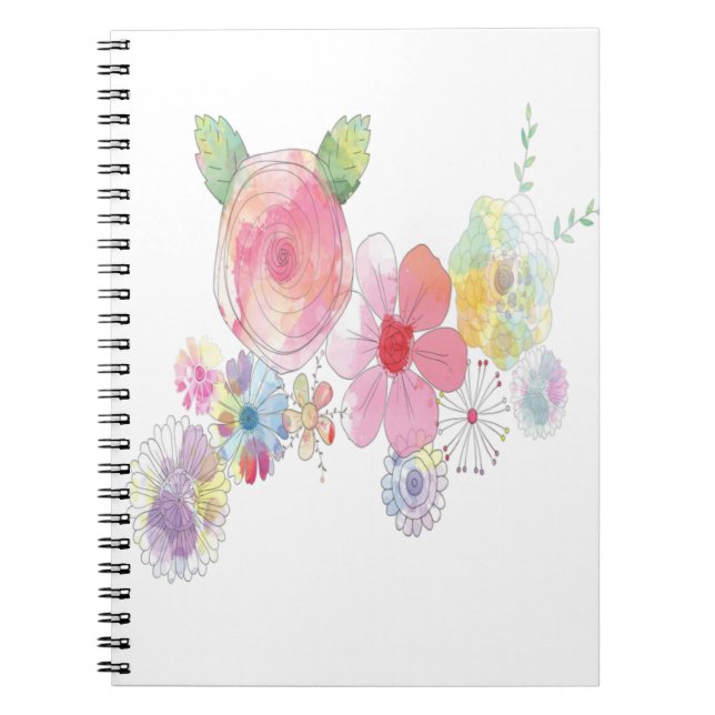 Caderno Espiral Aquarela Flores Arte (Frente)