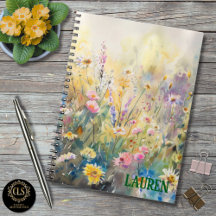 Aquarela Flores Silvestres Minimalista Nome 