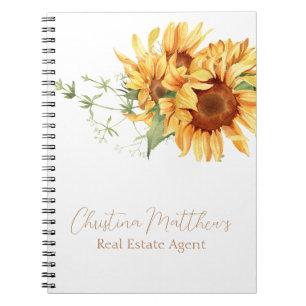 Caderno Espiral Aquarela Girassóis Nome Personalizado
