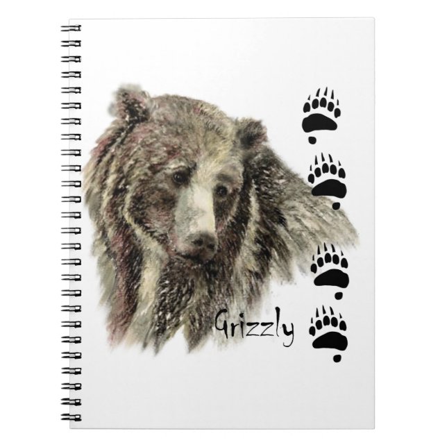 Caderno Espiral Aquarela Grizzly Bear Natureza (Frente)