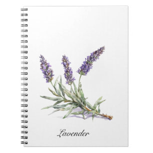 Caderno Espiral Aquarela Lavanda Bem-Estar Botânico Personalizado