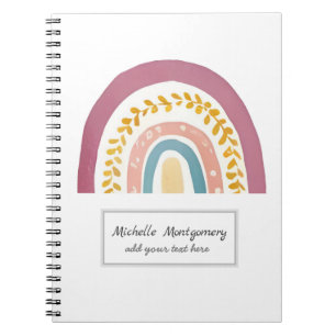 Caderno Espiral Aquarela Moderna Boho Arco-Íris Personalizada