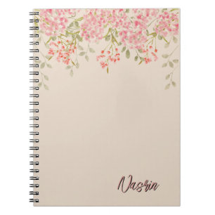 Caderno Espiral Aquarela moderna colorida Flores & personalizar