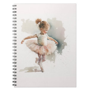 Caderno Espiral aquarela pequena, bailarina fofa com um vestido ro