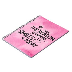 Caderno Espiral Aquarela Rosa/Seja a razão de alguém sorrir hoje