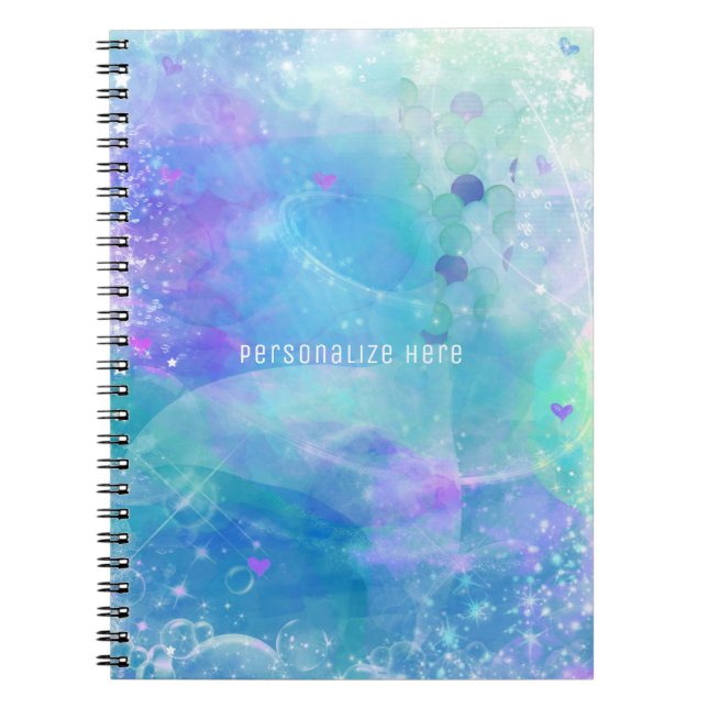 Caderno Espiral Aquarela Sereia Maré do Mar Personalizado (Frente)
