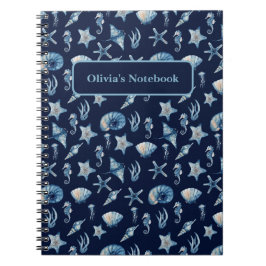 Caderno Espiral Aquarela Sob O Padrão Marítimo