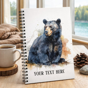 Caderno Espiral Aquarela Urso Negro Arte Florestal, personalizada