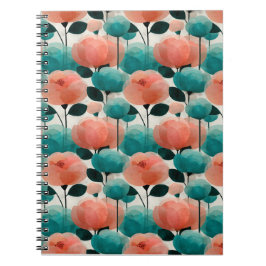 Caderno Espiral Aquarela Vintage Rosa e Verde Floral