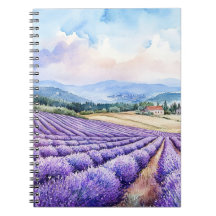 Aquarelas de campos de lavanda lindos