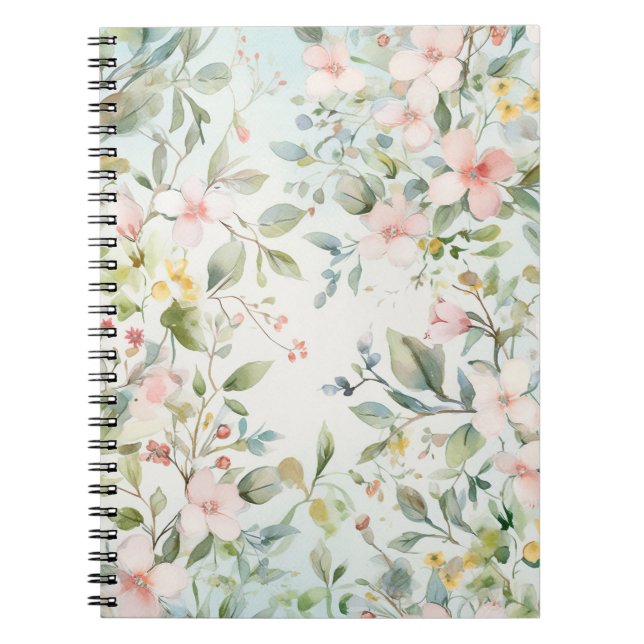 Caderno Espiral Aquarelas de flores de maçã (Frente)