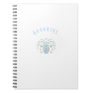 Caderno Espiral Aquário Branco, impressão de signo do zodíaco, sig